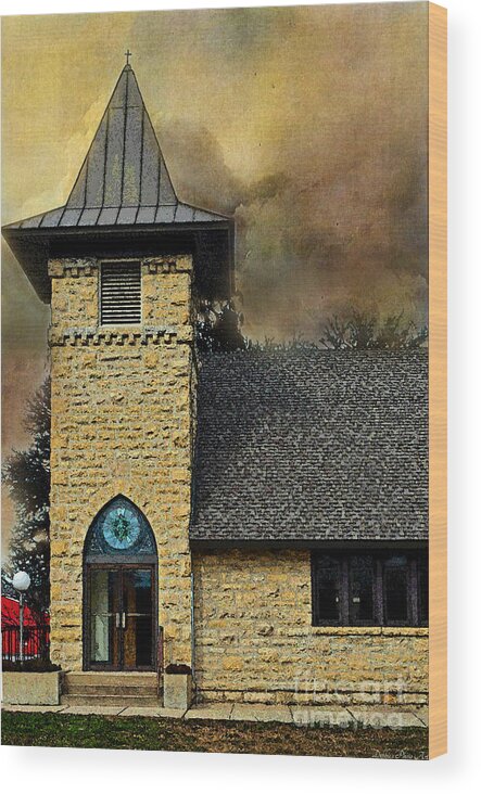 Arcitectur Wood Print featuring the digital art Old Church details photoart by Debbie Portwood