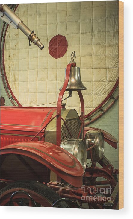 Fire Wood Print featuring the photograph Old Fire Truck Engine Safety Net by Imagery by Charly