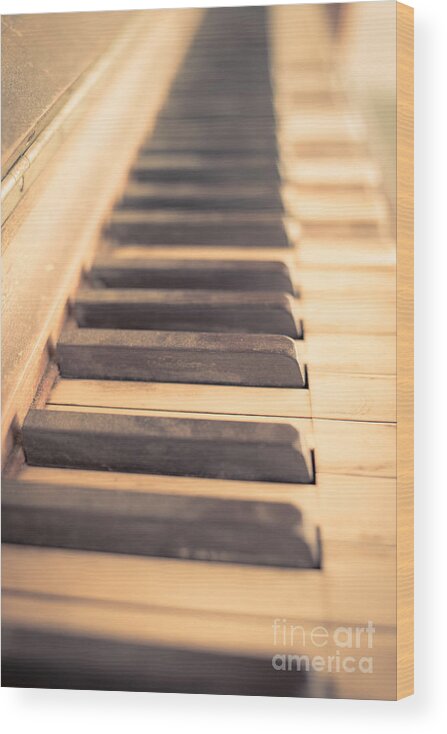 Piano Wood Print featuring the photograph Old Piano Keys by Edward Fielding