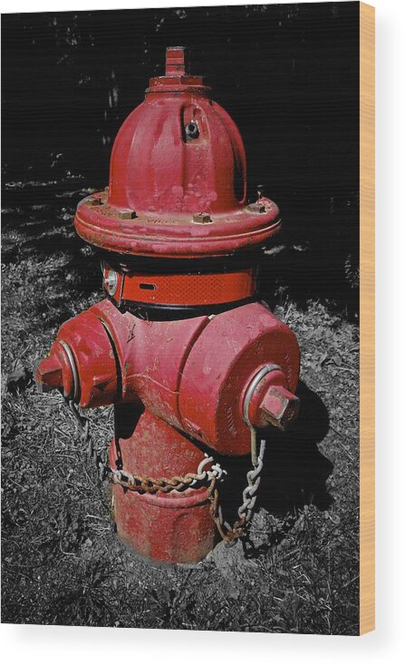 Red Fireplug Wood Print featuring the photograph Old Red Fireplug by Joan Reese