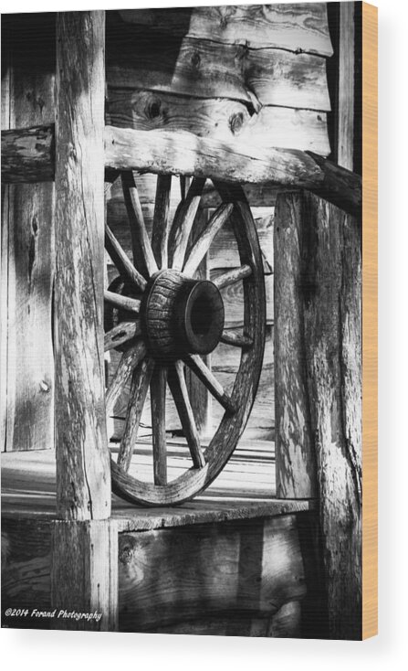 Rural Wood Print featuring the photograph Old Wagon Wheel by Debra Forand