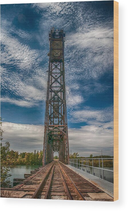 Guy Whiteley Photography Wood Print featuring the photograph Old Welland Lift Bridge 3D07057hp by Guy Whiteley