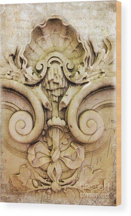 Architectural Wood Print featuring the photograph Old World marble detail digital composition by JBK Photo Art