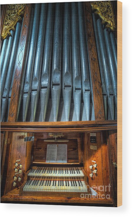 Church Organ Wood Print featuring the photograph Olde Church Organ by Adrian Evans