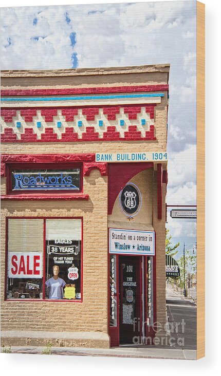 Fineartphotography Wood Print featuring the photograph On the Corner in Winslow Arizona by Lee Craig