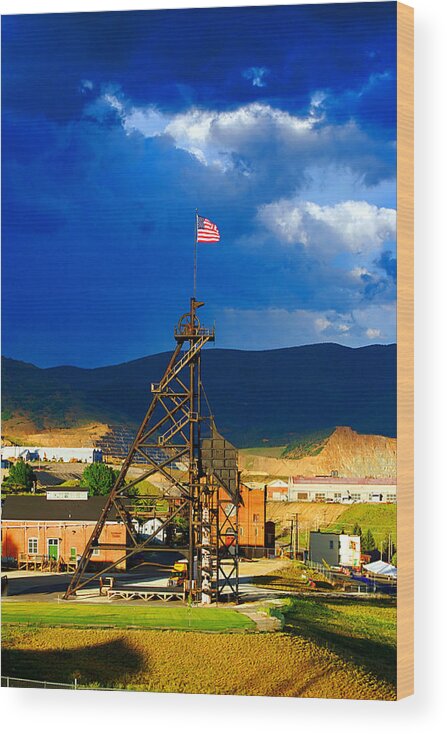 Original Mine Yard Butte Montana Photograph Wood Print featuring the photograph Original Mine Yard by Kevin Bone