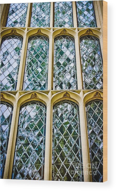 Princeton University Wood Print featuring the photograph Ornate Leaded Lights - Window by Colleen Kammerer