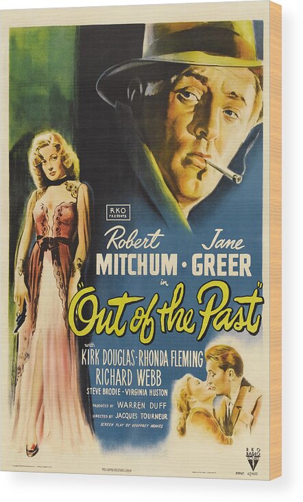 Movie Poster Wood Print featuring the photograph Out of the Past - 1947 by Georgia Clare