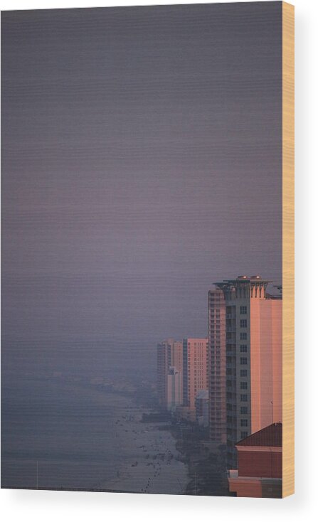 Pink Wood Print featuring the photograph Panama City Beach in the morning mist by Jennifer E Doll