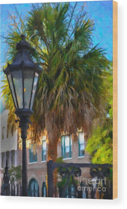 Palmetto Wood Print featuring the digital art Palmetto Gas Light by Dale Powell