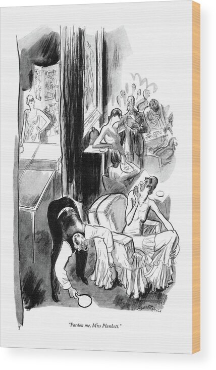 104077 Gpi Garrett Price Wood Print featuring the drawing Pardon Me, Miss Plunkett by Garrett Price