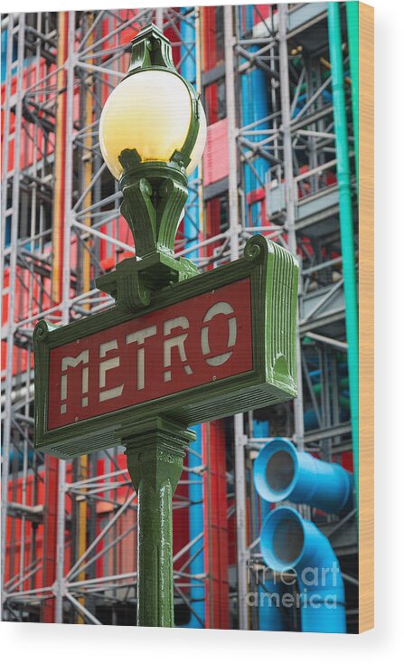 Centre Pompidou Wood Print featuring the photograph Paris Metro by Inge Johnsson