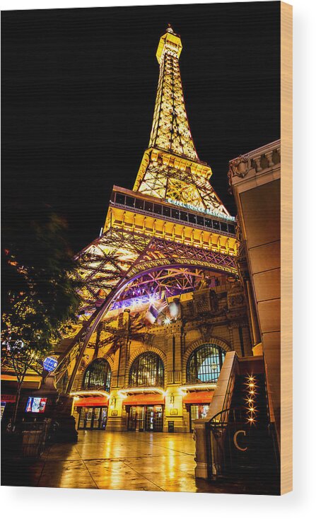 Las Vegas Wood Print featuring the photograph Paris Under The Tower by Az Jackson