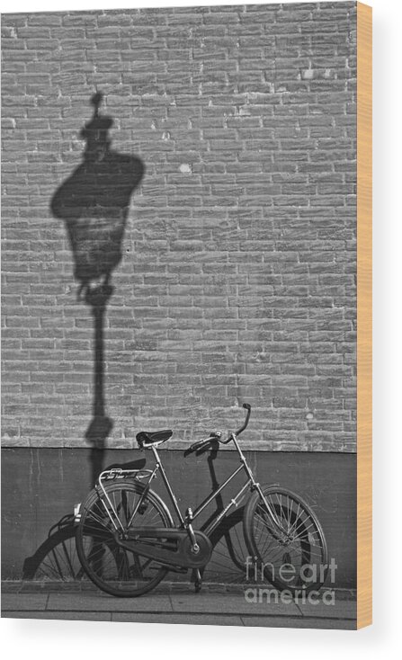 Bike Wood Print featuring the photograph Parked under the lamp post by Inge Riis McDonald