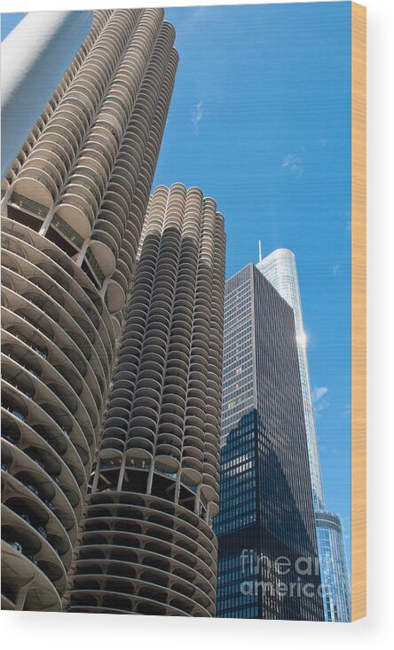 Parking Towers Wood Print featuring the photograph Parking Towers in Chicago by Dejan Jovanovic