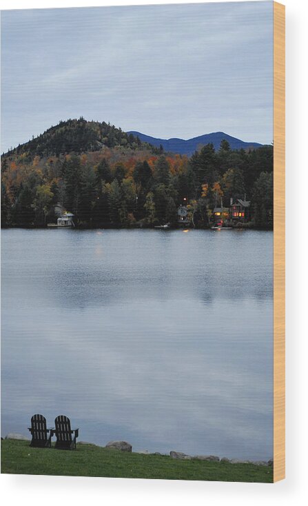 Lake Placid Wood Print featuring the photograph Peaceful Evening at the Lake by Terry DeLuco