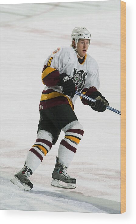 Chicago Wolves Wood Print featuring the photograph Peoria Rivermen v Chicago Wolves by Ross Dettman