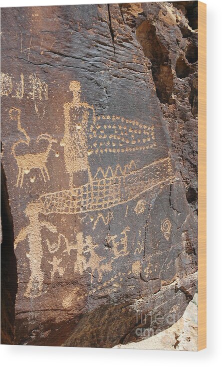 Nine Mile Canyon Wood Print featuring the photograph 555P Petroglyph - Nine Mile Canyon by NightVisions