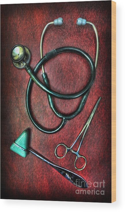 Reflex Hammer Wood Print featuring the photograph Physician's Tools by Lee Dos Santos