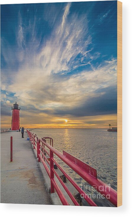 3rd Ward Wood Print featuring the photograph Pierhead October Sky by Andrew Slater