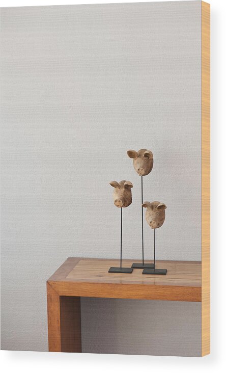 Apartment Wood Print featuring the photograph Pig heads by U Schade
