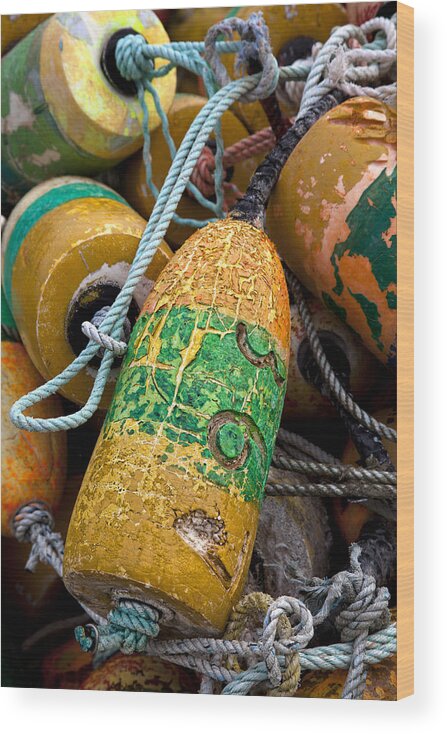 Newport Wood Print featuring the photograph Pile of Colorful Buoys by Carol Leigh