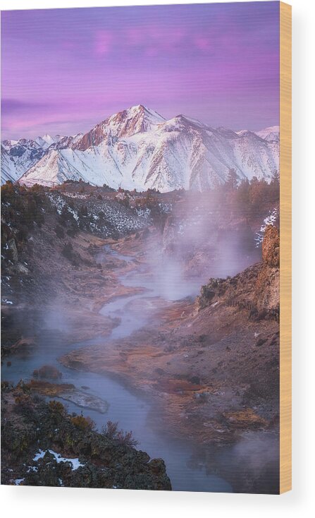 Mountains Wood Print featuring the photograph Pink Eastern Sierra by Daniel F.