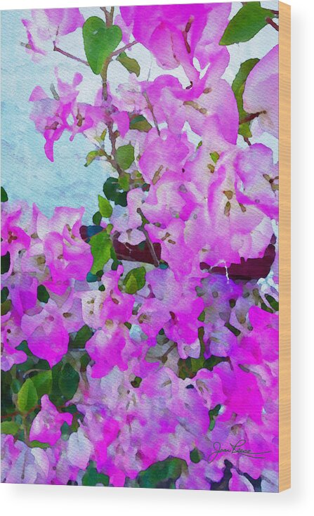 Watercolor Wood Print featuring the painting Pink Flowers by Joan Reese