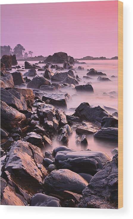 Odiorne Point New Hampshire Wood Print featuring the photograph Pink Odiorne Sunrise by Jeff Sinon