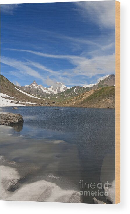 Alpine Wood Print featuring the photograph Pointe Rousse lake - vertical composition by Antonio Scarpi