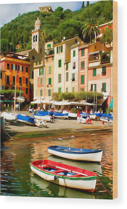Italy Wood Print featuring the mixed media Portofino by Cliff Wassmann