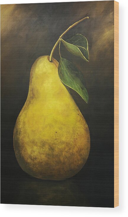 Pear Painting Wood Print featuring the painting Portrait of a Pear by Terri Meyer