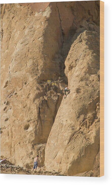 Rock Climbing Wood Print featuring the photograph Practice by Arthur Fix