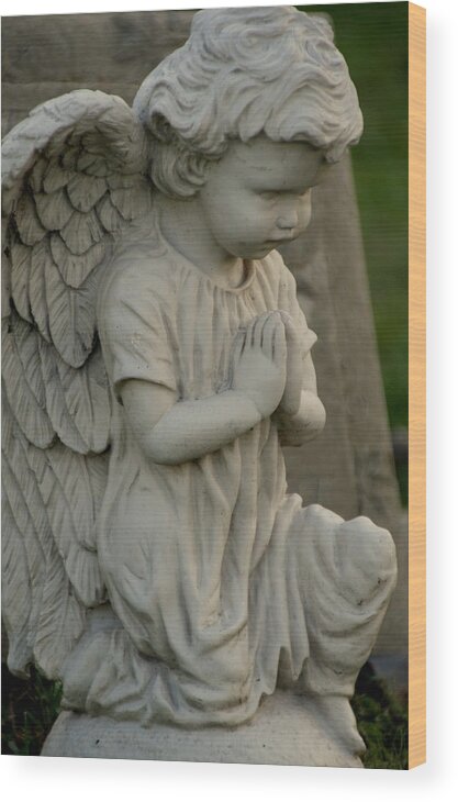 Angel Wood Print featuring the photograph Praying Angel by Valerie Collins