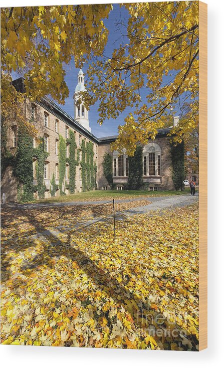 Architecture Wood Print featuring the photograph Princeton Autumn at Nassau Hall by George Oze