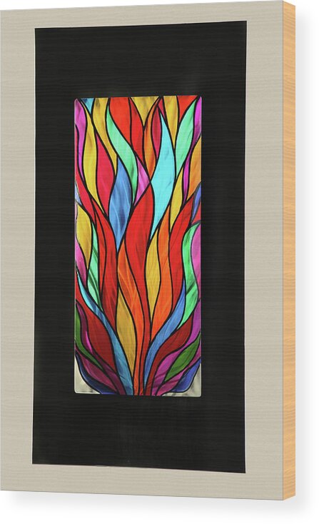 Abstract Wood Print featuring the sculpture Psychedelic Flames by Rick Roth
