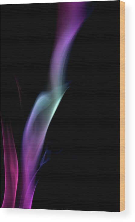 Purple Wood Print featuring the photograph Purple Smoke On A Black Background by Gm Stock Films