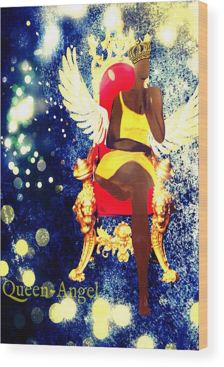African American Wood Print featuring the digital art Queen Angel by Romaine Head