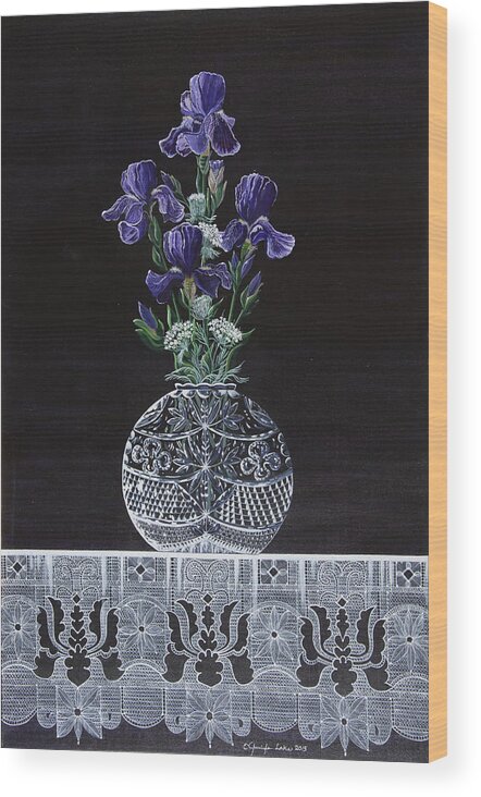 Lace Wood Print featuring the painting Queen Iris's Lace by Jennifer Lake