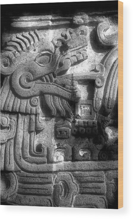 Quetzalcoatl Wood Print featuring the photograph Quetzalcoatl at Xochicalco III by John Bartosik
