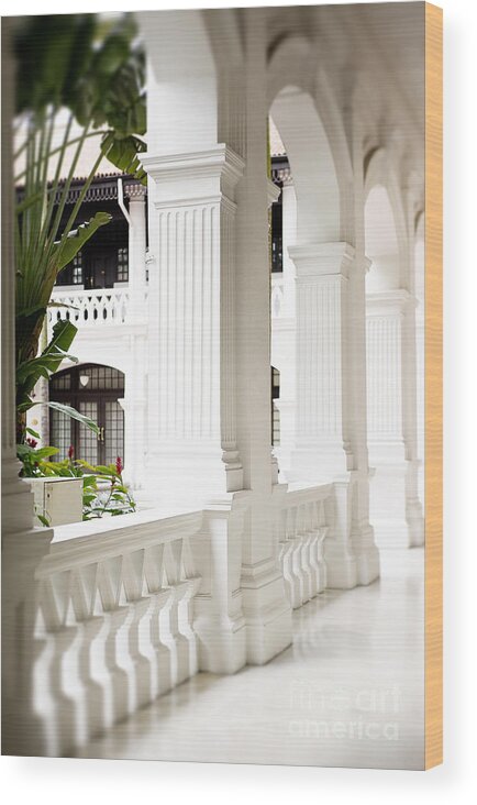 Photography Wood Print featuring the photograph Raffles Hotel Hallway by Ivy Ho