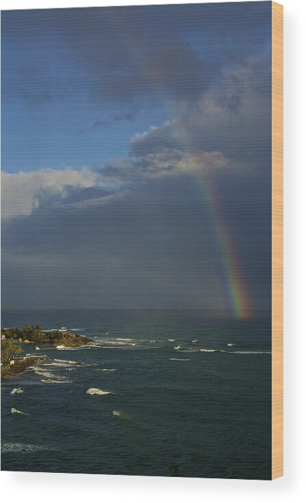 Puerto Rico Wood Print featuring the photograph Rainbow over the Atlantic by Kathi Isserman
