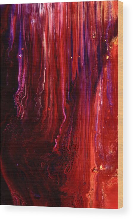 Red Abstract Wood Print featuring the painting Red Abstract Art by Serg Wiaderny