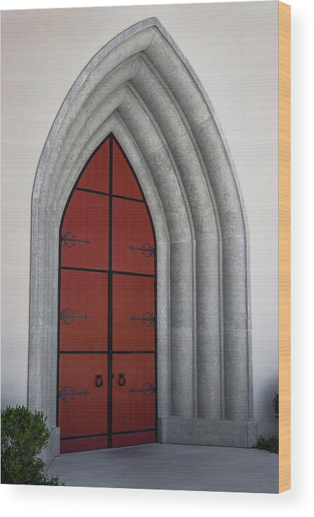 Church Wood Print featuring the photograph Red Door at Our Lady of the Atonement by Ed Gleichman
