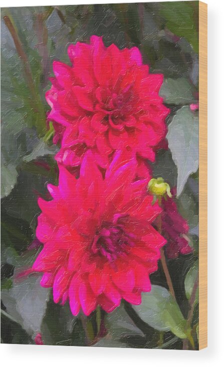 Flowers Wood Print featuring the painting Red Flowers by David Gleeson