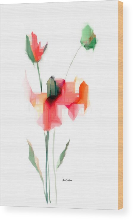 Passion Wood Print featuring the digital art Red Flowers by Rafael Salazar