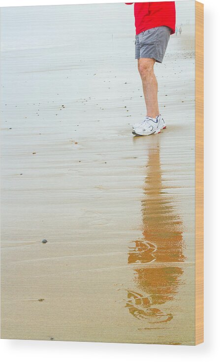 Reflecting At The Beach Wood Print featuring the photograph Reflecting At The Beach by Karol Livote