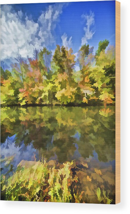 Autumn Wood Print featuring the painting Reflections on the Canal III by David Letts