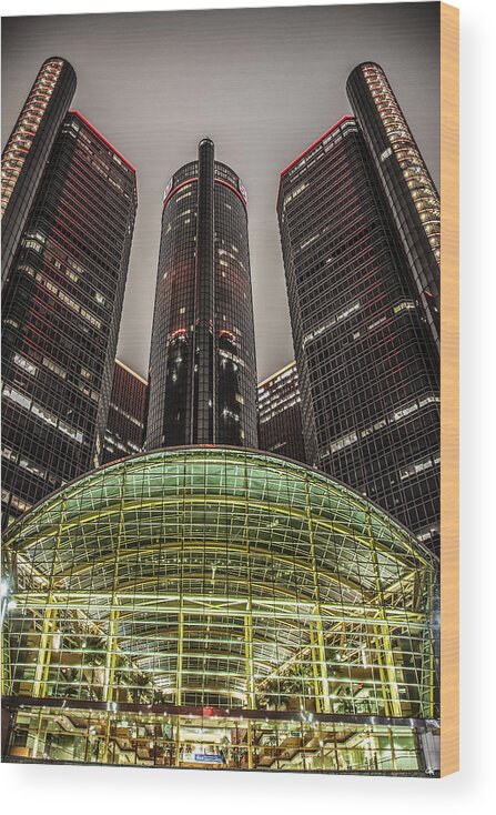 Renaissance Center Wood Print featuring the photograph Renaissance Center Detroit Michigan by Nicholas Grunas