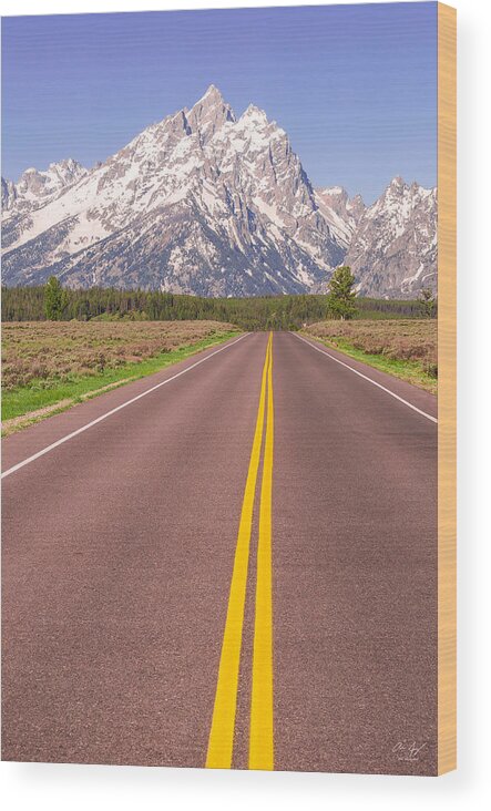 Tetons Wood Print featuring the photograph Road to the Tetons by Aaron Spong
